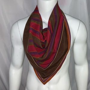CHLOÉ multi-tone silk twill striped SCARF 35"x35"